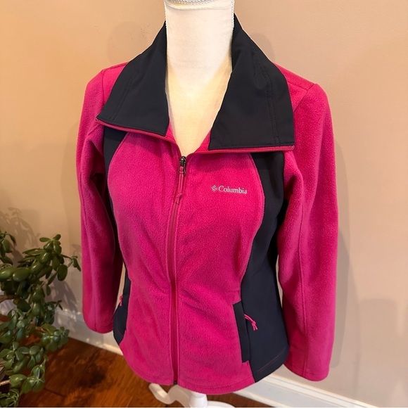 Columbia Purple Pink & Navy Blue Full Zip Fleece Jacket Size Medium - Picture 3 of 7